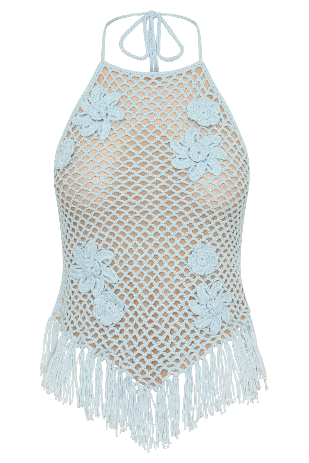 Miley Crochet Halter Top - Pale Aqua