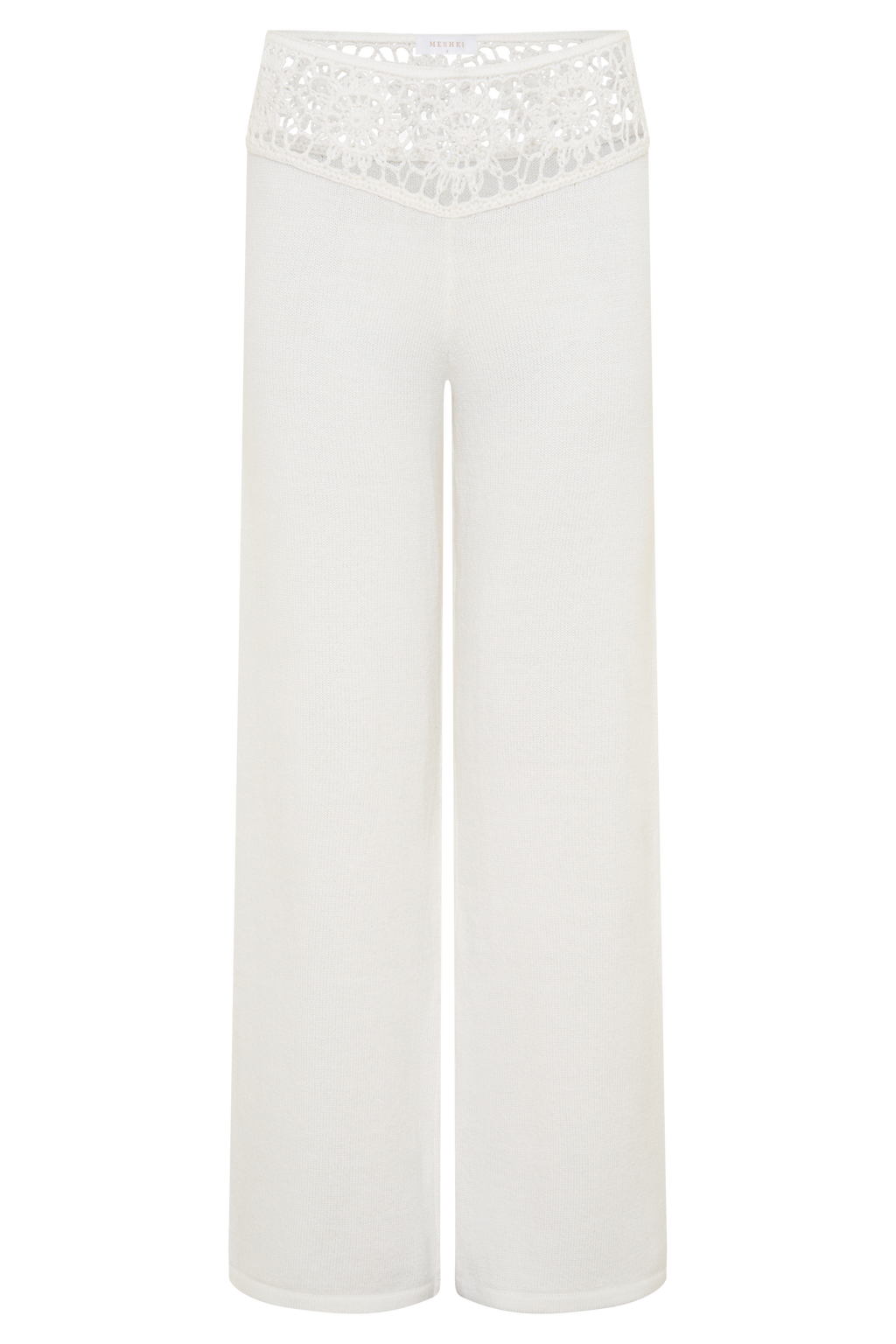 Miley Crochet Waistband Straight Leg Pant - Ivory