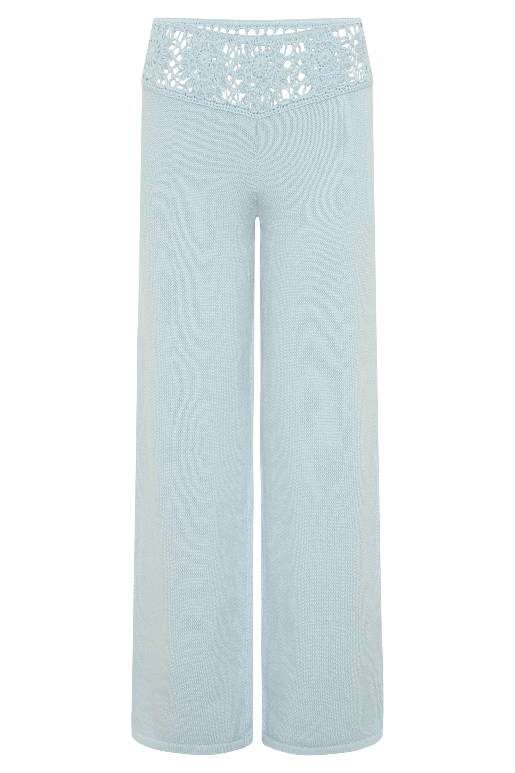 Miley Crochet Waistband Straight Leg Pant - Pale Aqua
