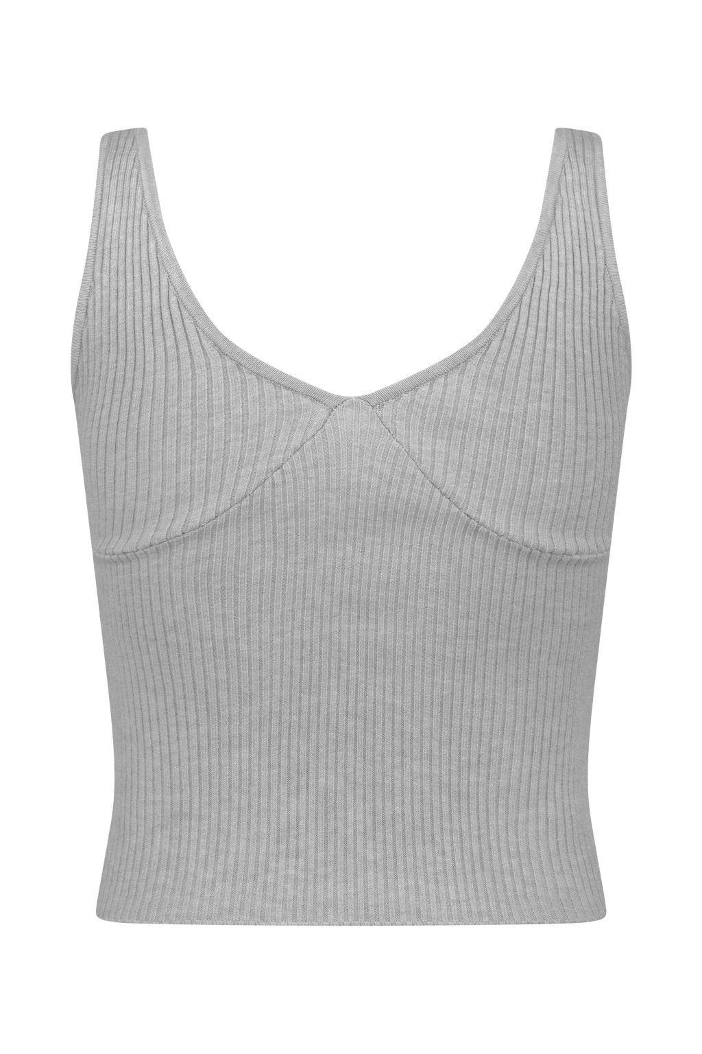 Natalya Ribbed Knit Cami Top - Heather Grey Marle