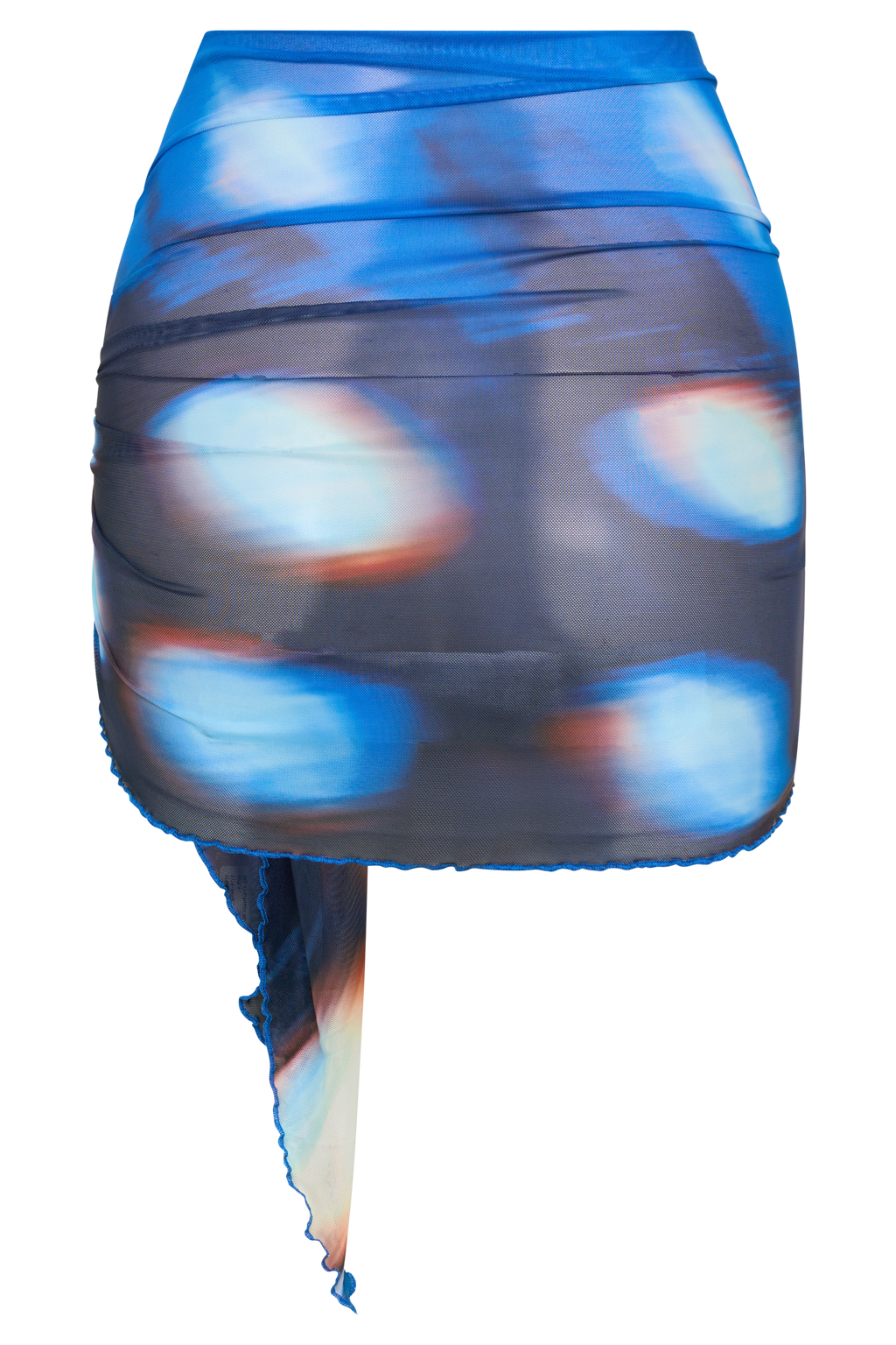 Nena Sheer Mesh Print Sarong - Blue Abstract Print