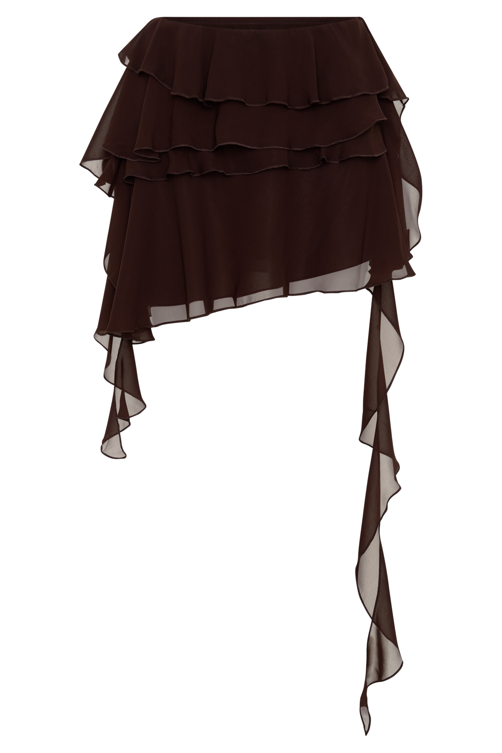 Nora Chiffon Layered Mini Skirt - Cacao Brown