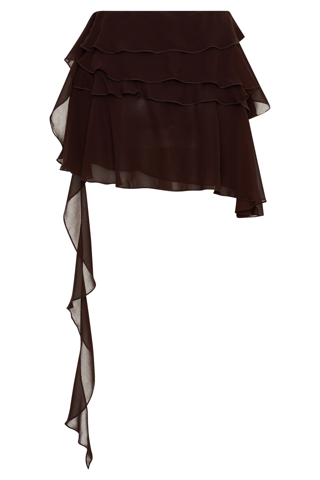 Nora Chiffon Layered Mini Skirt - Cacao Brown