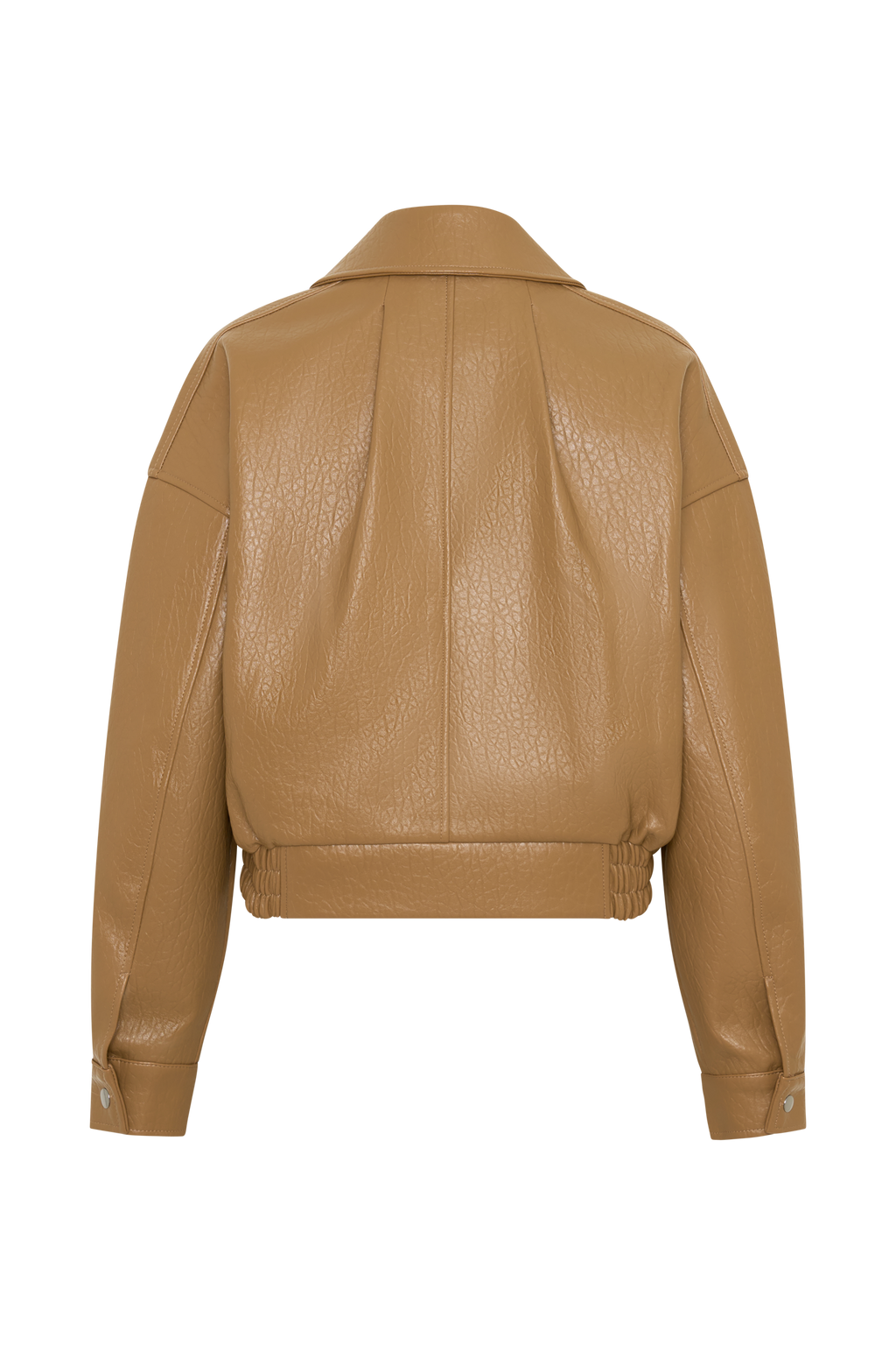Paige Faux Leather Cropped Jacket - Beige