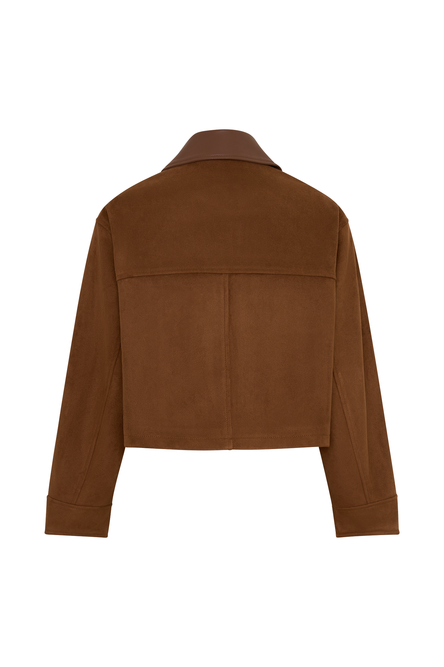Remy Faux Suede & Leather Collared Jacket - Tan