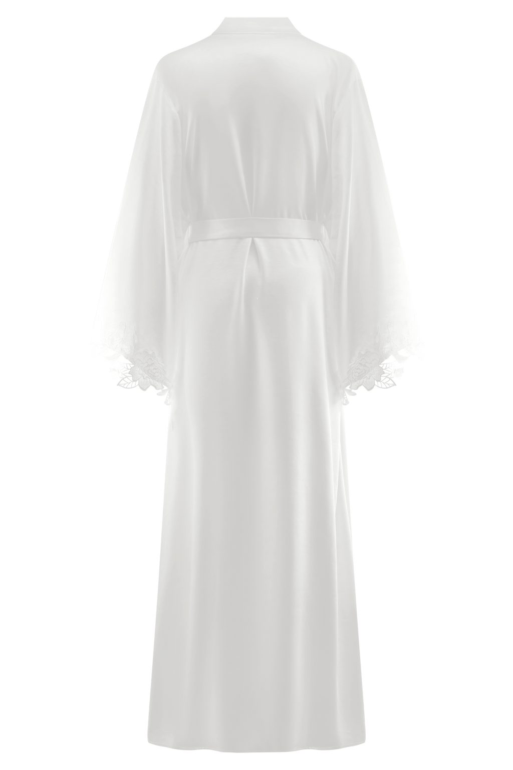 Sullivan Satin Bridal Robe With Lace - Ivory
