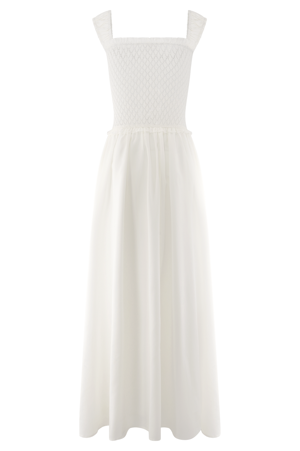 Tahlia Pointelle Knit Midi Dress - White