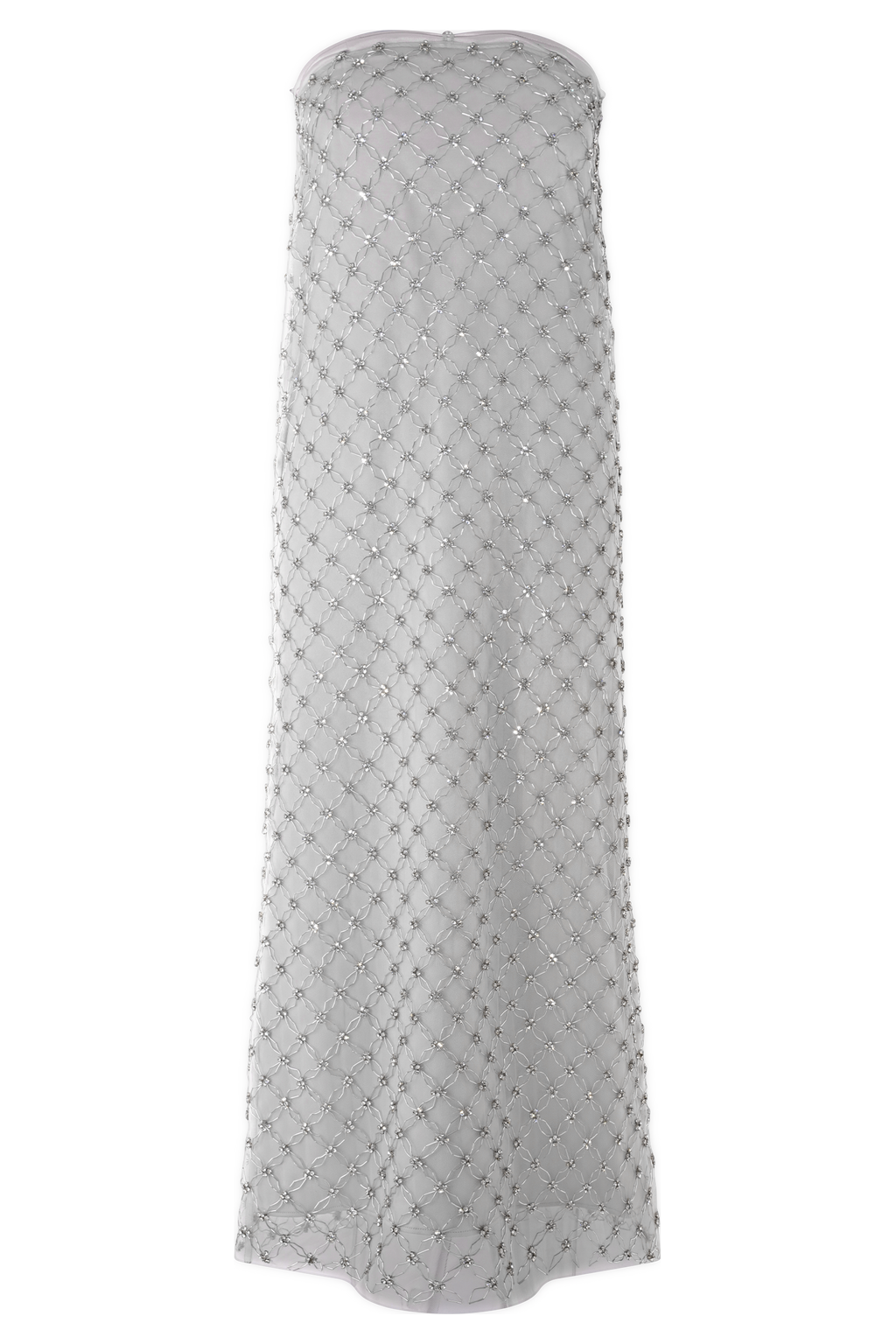 Zuri Hand Beaded Embellished Maxi Skirt - Silver