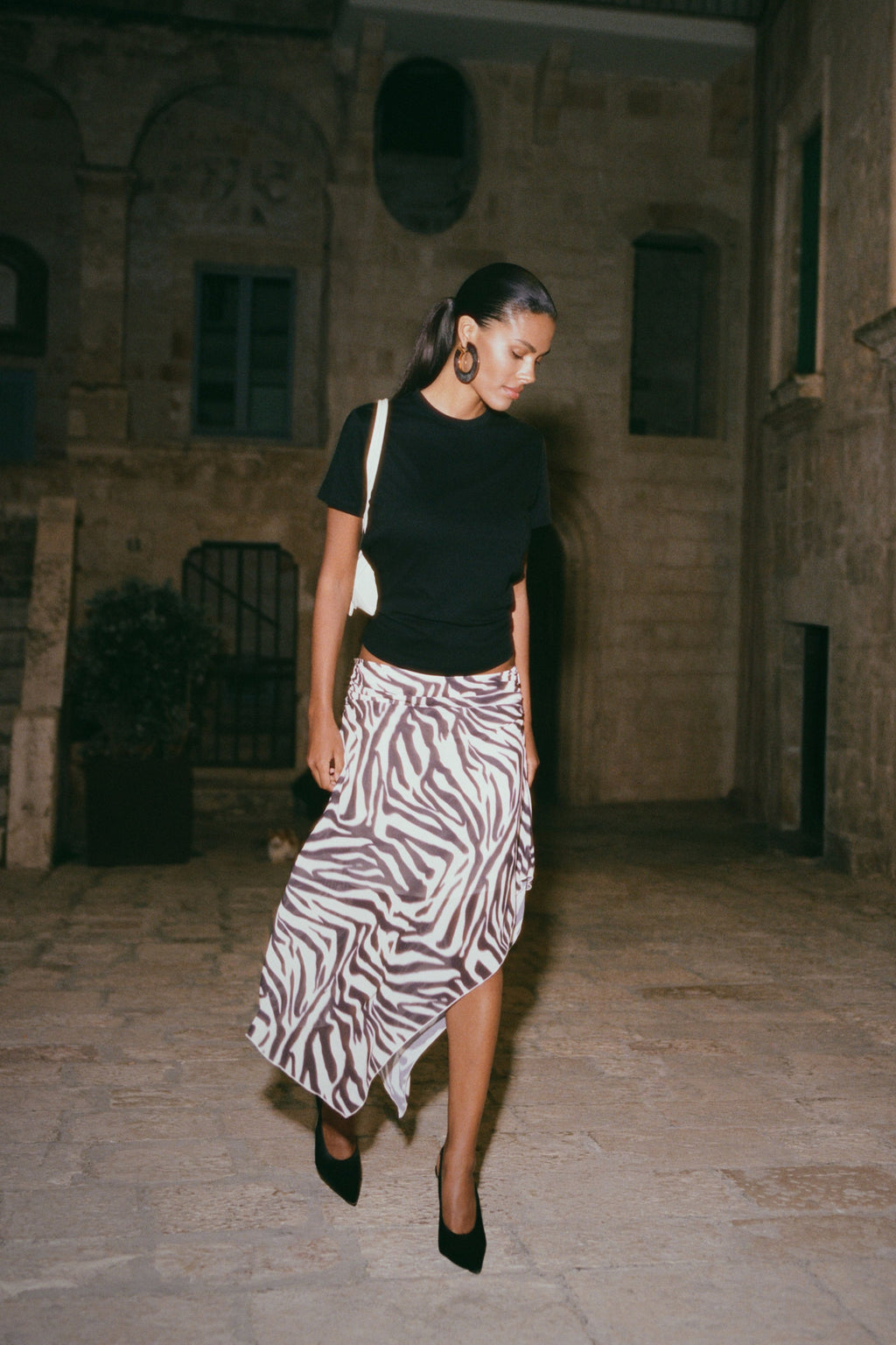 Lana Chiffon Midi Skirt - Abstract Zebra Print