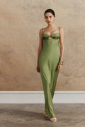 Fiorella Embellished Satin Maxi Dress - Pistachio