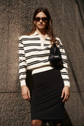 Philly Stripe Long Sleeve Knit Jumper - Ivory/Black